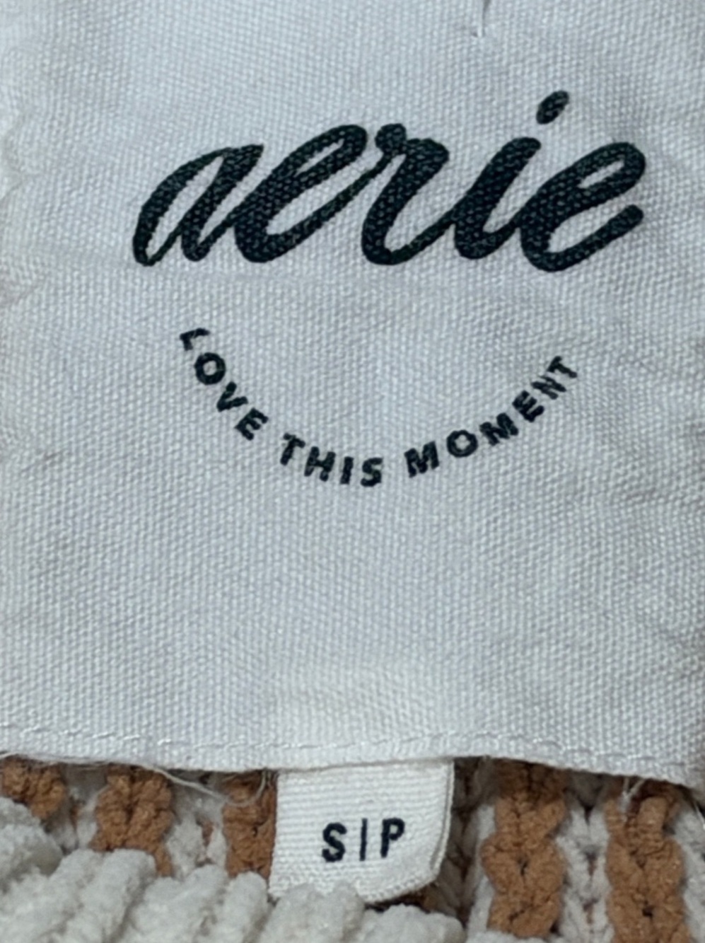 Aerie Beyond Chenille Striped Crewneck Sweater Beach Dune - Picture 5 of 8